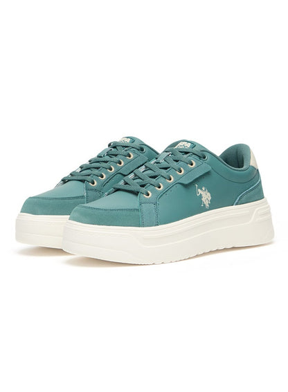 Women's Mint Platform Sneakers - Low-Top Casual Lace-Up Design with Comfort Cushioned Sole for Everyday Wear