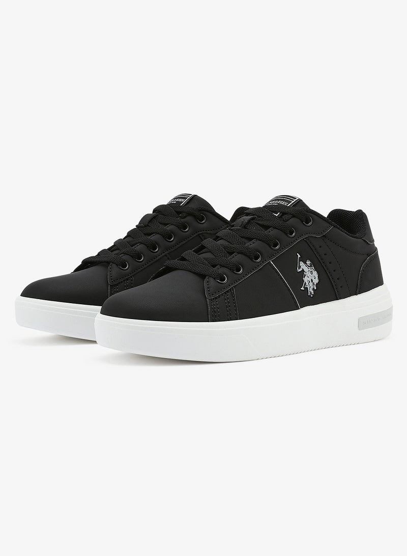 Women's Black Low-Top Sneakers - Lightweight Modern Design Shoes for All-Day Comfort