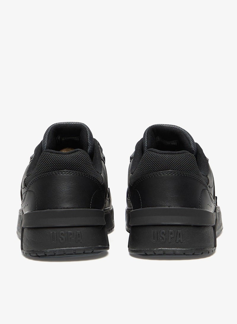 Men's Black Stylish Low-Top Casual Sneakers - Durable Lace-Up Design Shoes with Comfort Cushioned Sole for Everyday Active Wear