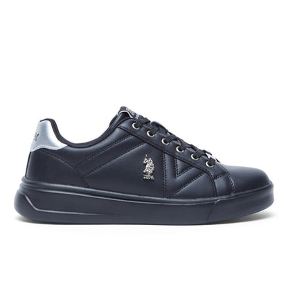 Women's Full Black Low-Top Sneakers - Fashionable Lace-Up Style, Perfect for Everyday Casual Outfits