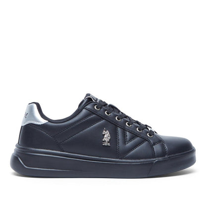 Women's Full Black Low-Top Sneakers - Fashionable Lace-Up Style, Perfect for Everyday Casual Outfits