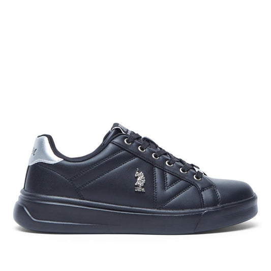 Women's Full Black Low-Top Sneakers - Fashionable Lace-Up Style, Perfect for Everyday Casual Outfits