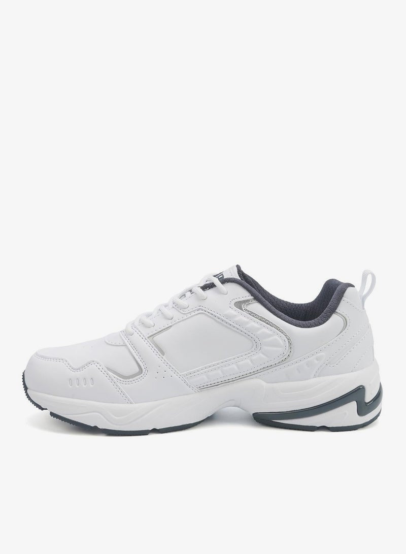 Men's White Classic Low-Top Sneakers, Bold Lace-Up Style, Comfortable Casual Footwear Shoes