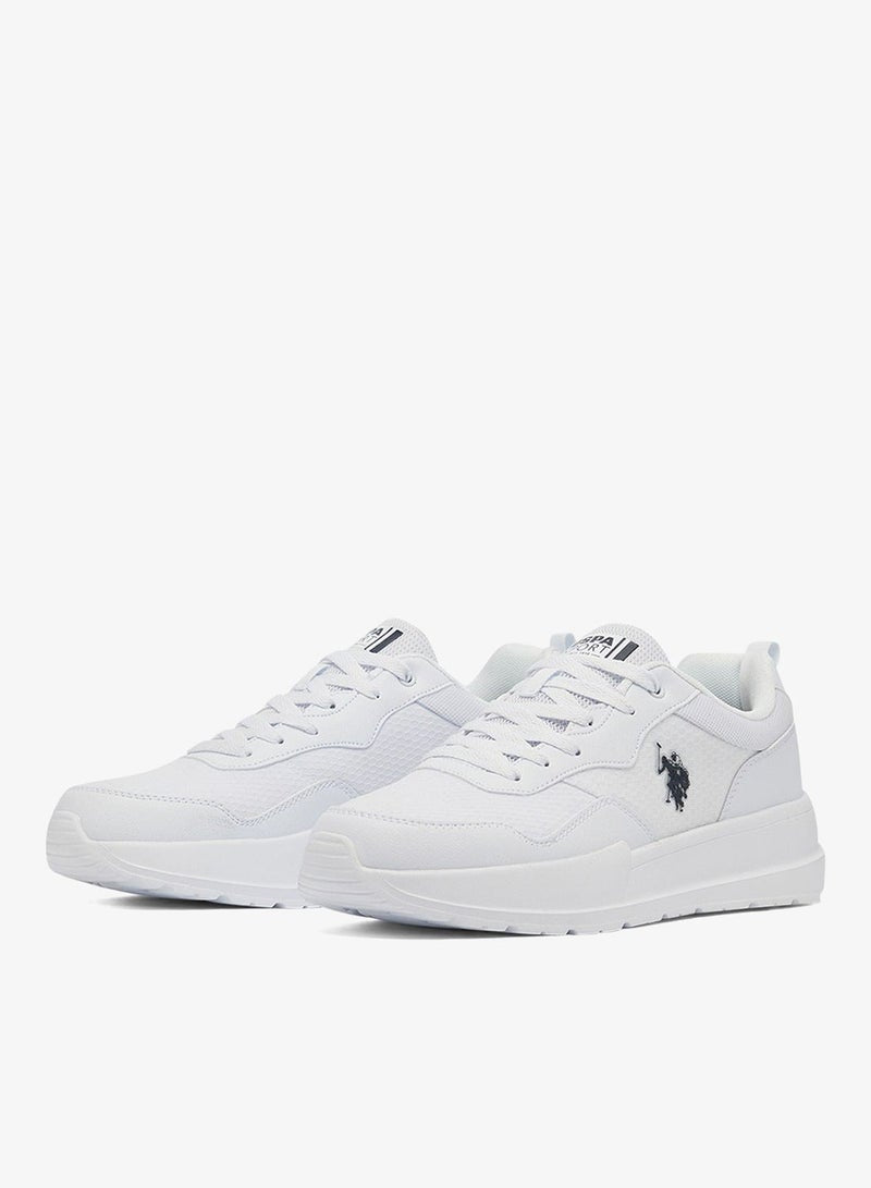Men's White Low-Top Sneakers - Lightweight Shoes Lace-Up Design, Comfortable for Everyday Outfits