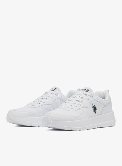 Men's White Low-Top Sneakers - Lightweight Shoes Lace-Up Design, Comfortable for Everyday Outfits