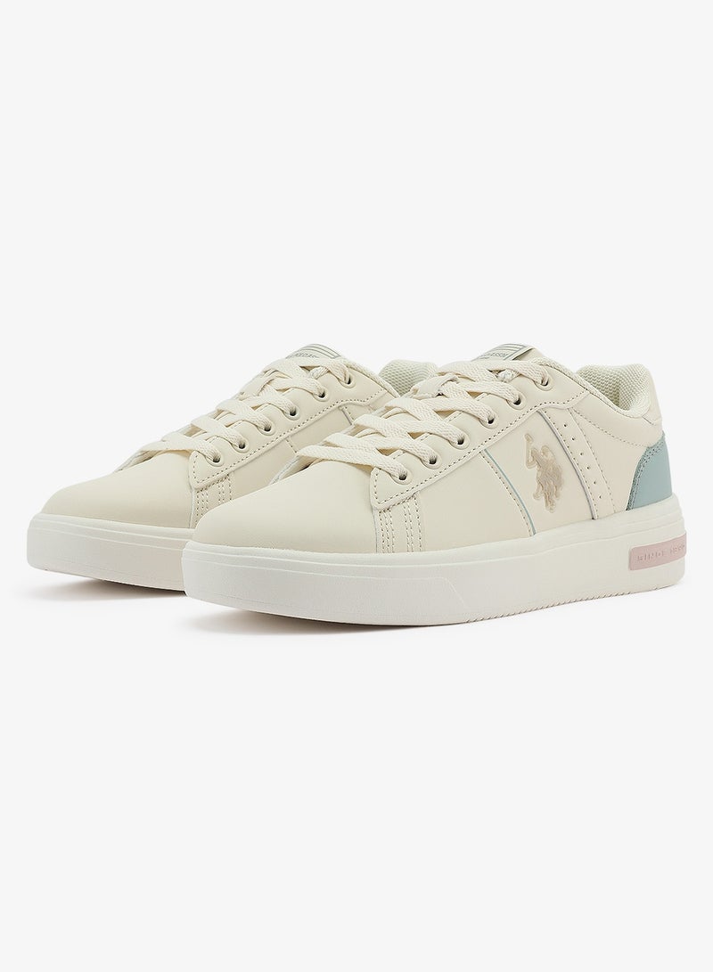 Women's Beige Low-Top Sneakers - Lightweight Modern Design Shoes for All-Day Comfort