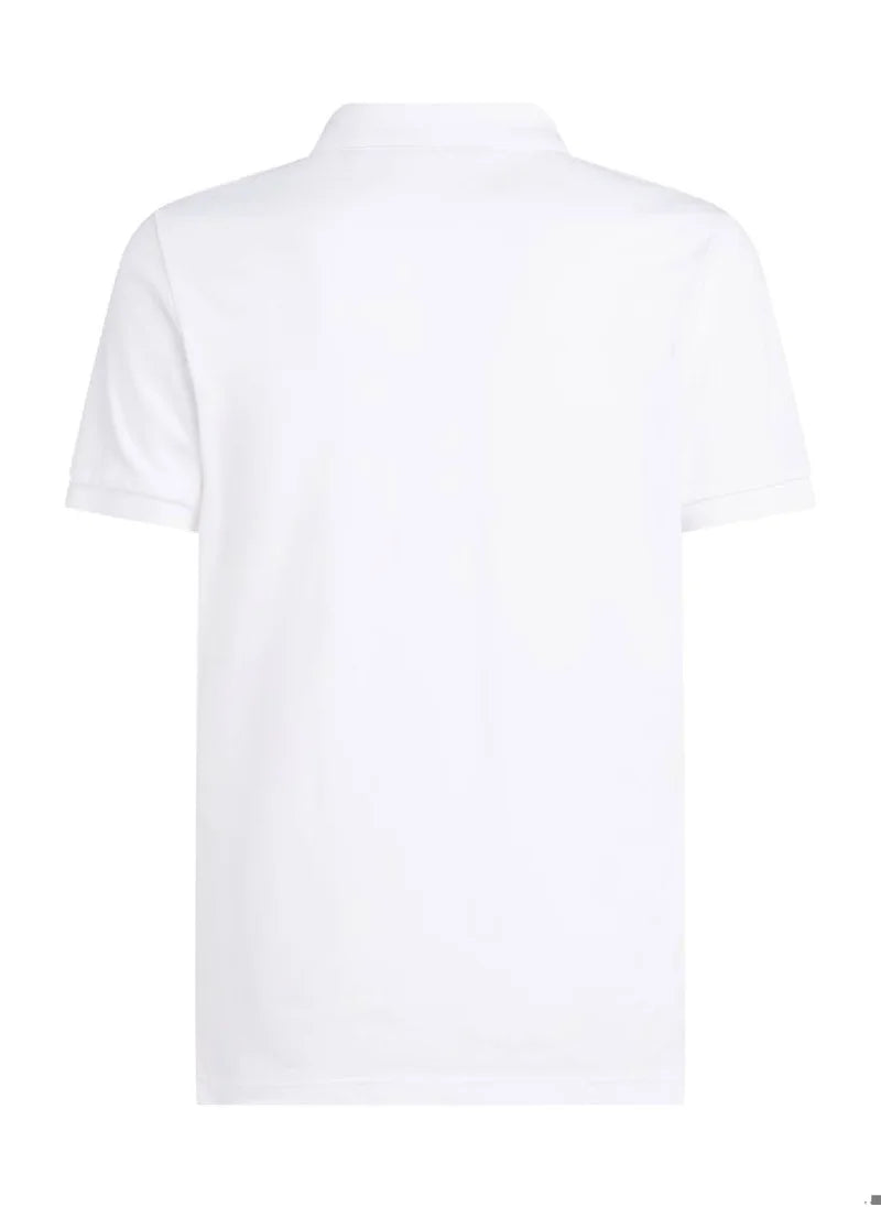Men's Slim Cotton Stretch Polo Shirt -  cotton stretch piqué, White