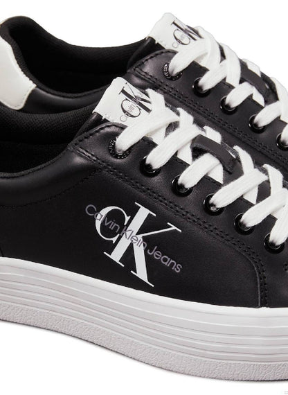 Women's Leather Platform Trainers - Leather, Black