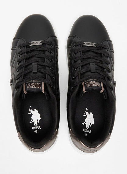 Women's Black Low-Top Sneakers - Fashionable Lace-Up Style Shoes, Perfect for Everyday Casual Outfits