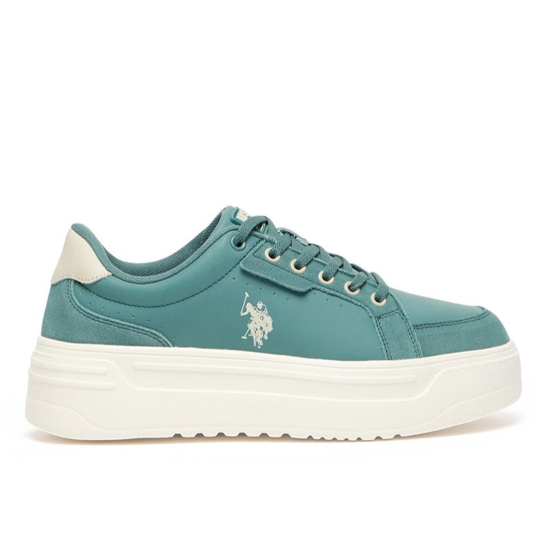 Women's Mint Platform Sneakers - Low-Top Casual Lace-Up Design with Comfort Cushioned Sole for Everyday Wear