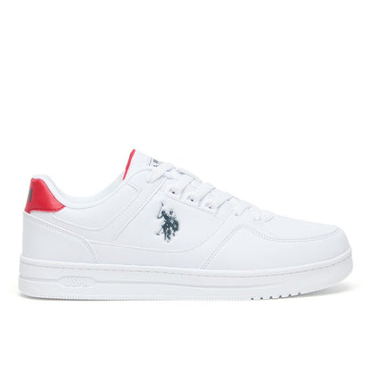 Men's White and Red Low-Top Sneakers - Lightweight Classic Lace-Up Design, Comfortable for Everyday Outfits
