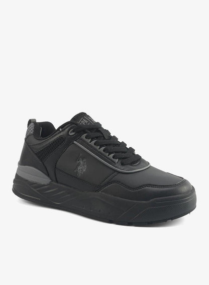Men's Black Low-Top Sneakers - Modern Solid Design Shoes, Durable and Stylish Casual Footwear