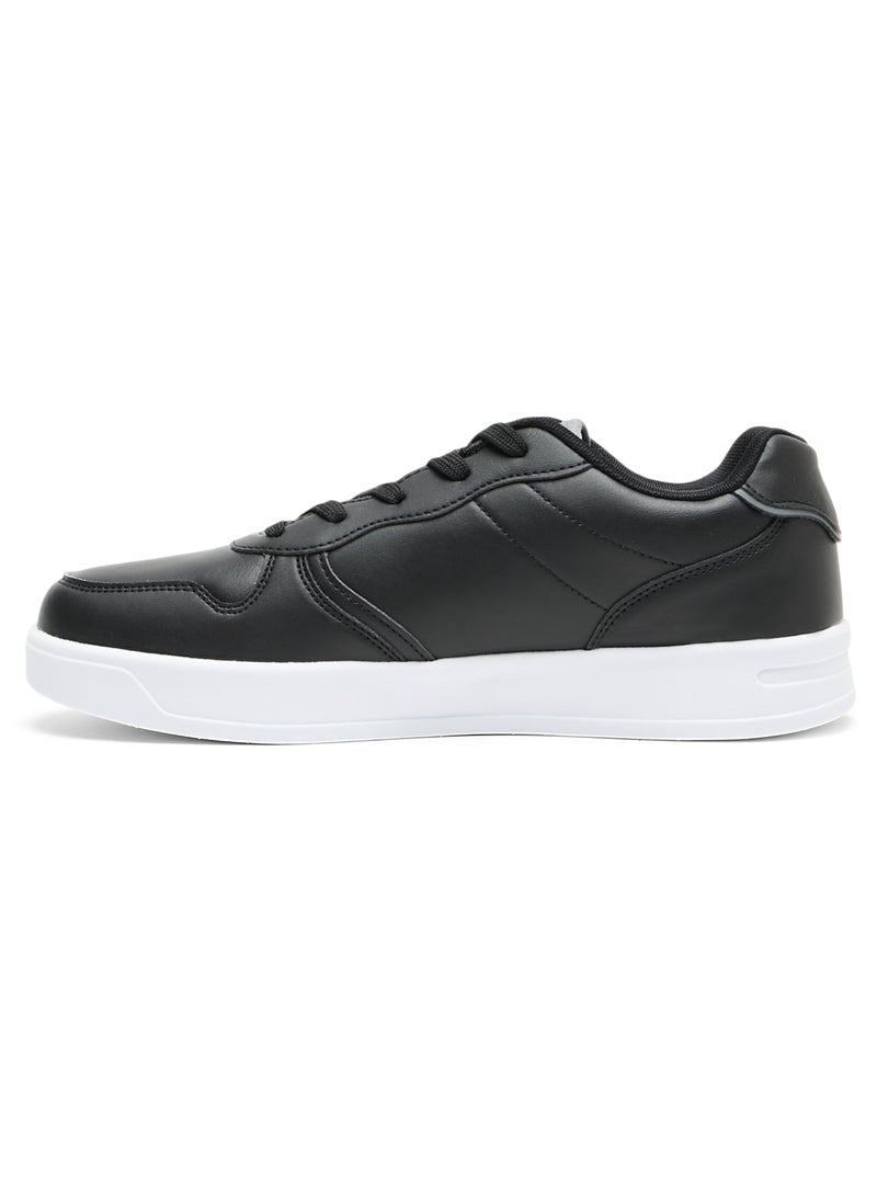 Men's Black Low-Top Sneakers - Lightweight With White Sole , Comfortable Casual Shoes