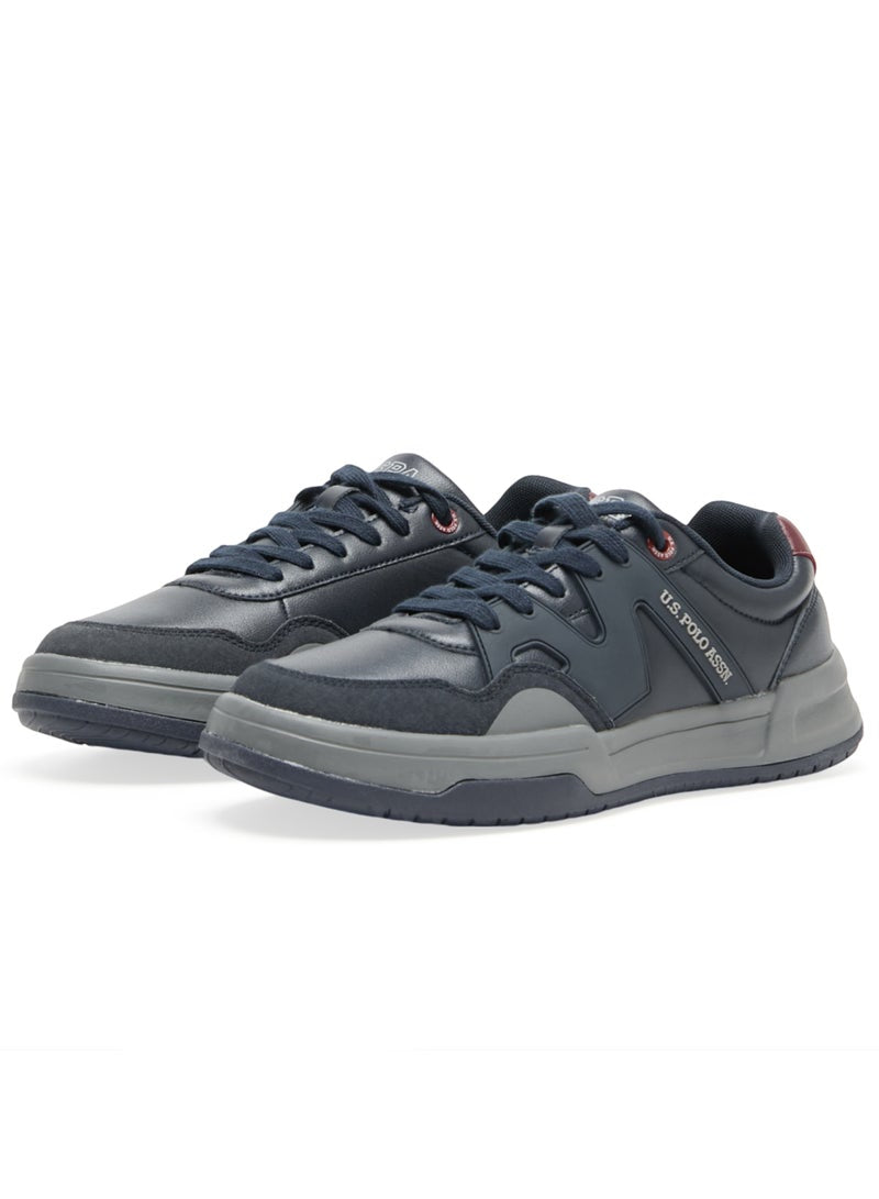 Men's Navy Low-Top Sneakers - Rugged Design with Grey and Red Accents, Durable and Comfortable Casual Footwear