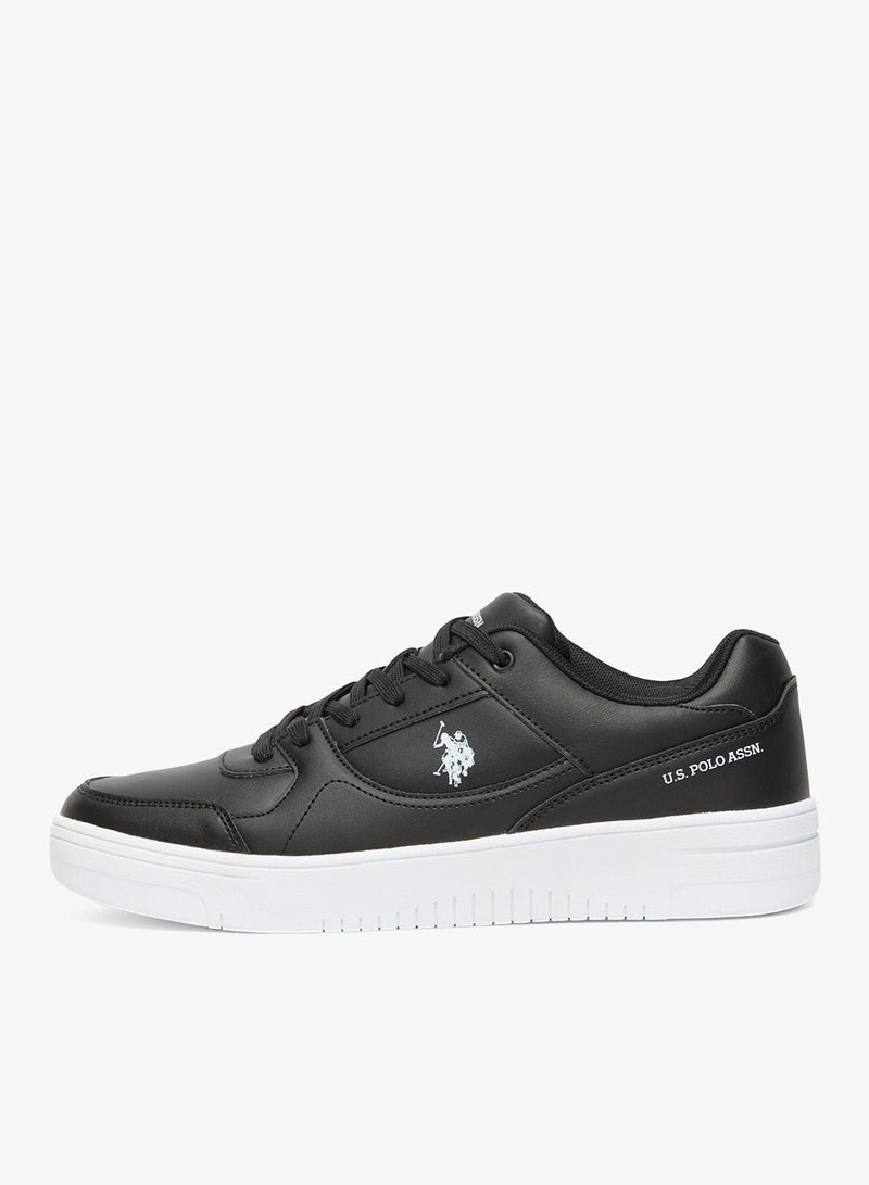 Men's Black Low-Top Sneakers - Sleek Style with Lace-Up Design Shoes and Comfort Cushioned Sole for Everyday Wear