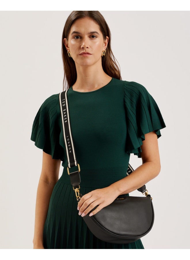 WEBBING LEATHER HALF MOON CROS