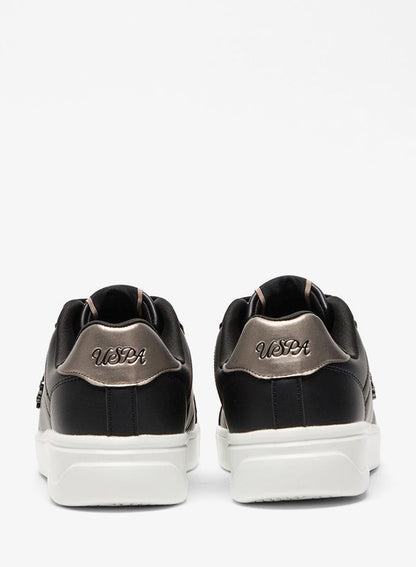 Women's Black Low-Top Sneakers - Fashionable Lace-Up Style Shoes, Perfect for Everyday Casual Outfits
