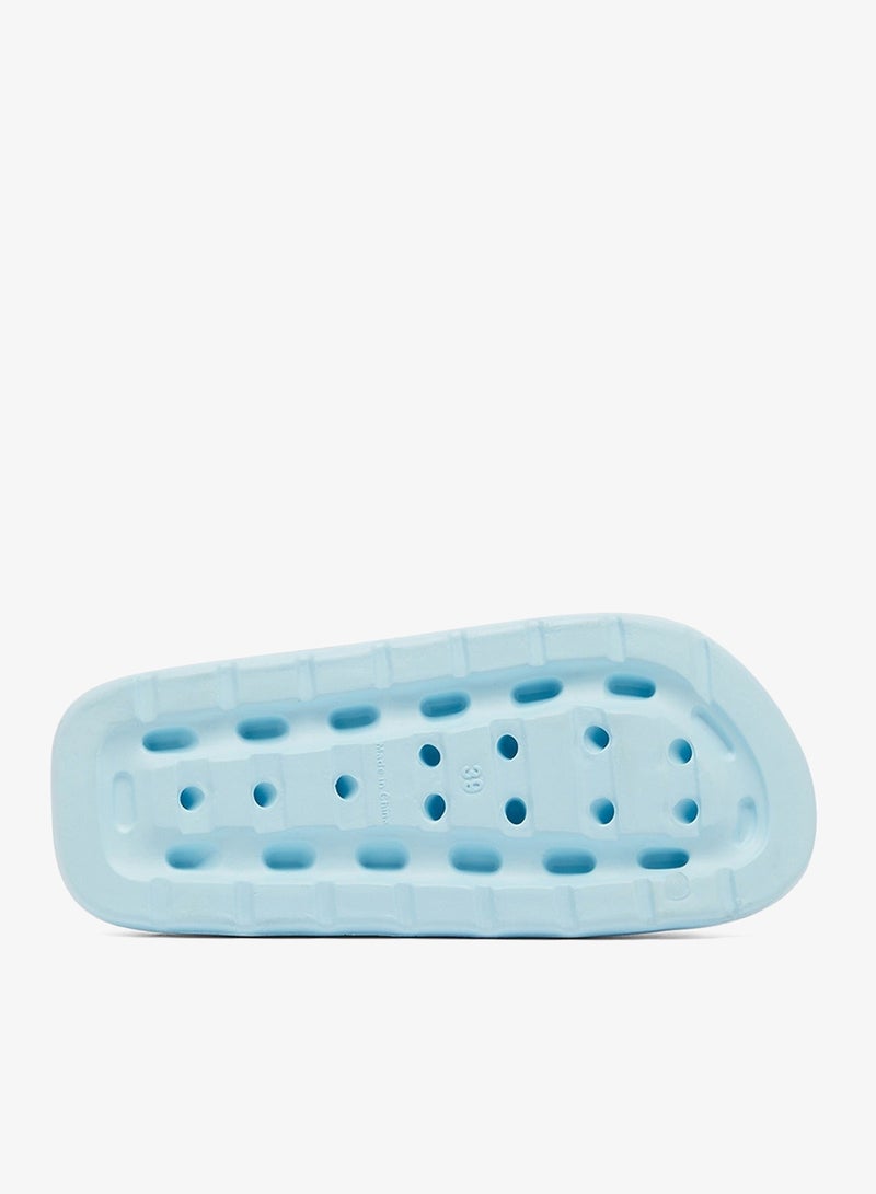 Women's Light Blue Slides - High-Quality Sole Lightweight Shoes & Trendy Design