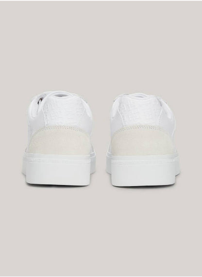 Women's Th Monogram Leather Mixed Texture Sneakers -  Leather upper, White