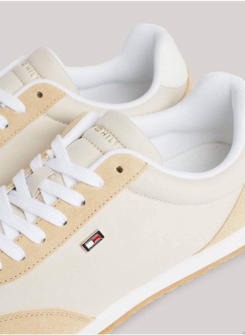 Women's Heritage Suede Flag Runner Trainers -  Suede upper, Beige