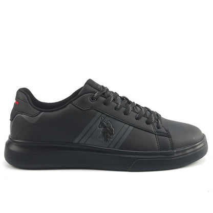 Men's Black Sneakers with Bold Side Logo – Sporty Striped Design for Effortless Everyday Styling
