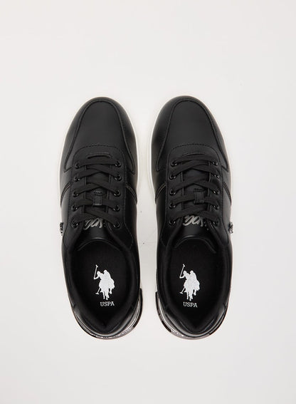Women's Black Low-Top Sneakers - Stylish Design with White Sole Accent and Cushioned Comfort for Everyday Wear