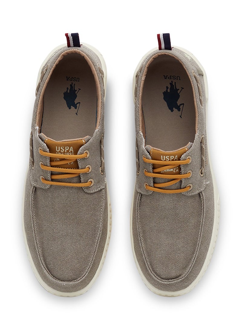 Men's Beige Low-Top Sneakers - Lightweight Slip-On Design with Iconic Branding for a Clean Look