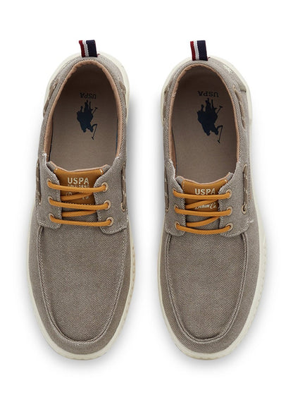 Men's Beige Low-Top Sneakers - Lightweight Slip-On Design with Iconic Branding for a Clean Look