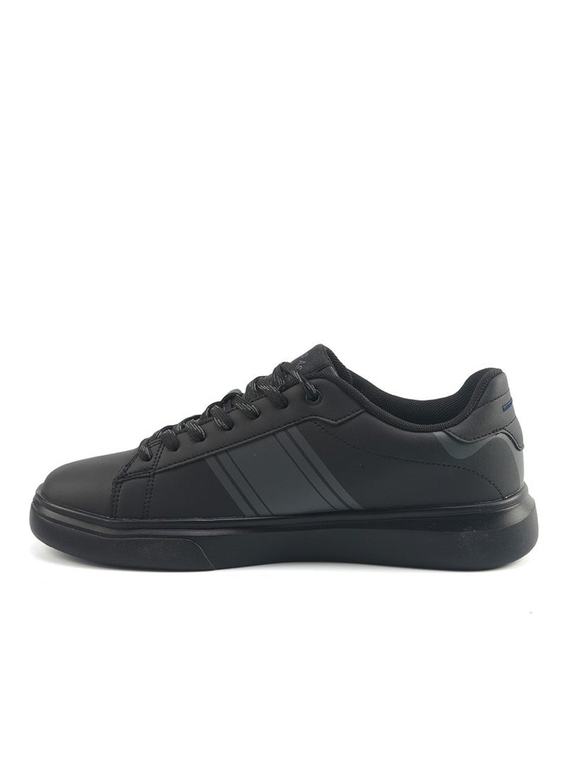 Men's Black Sneakers with Bold Side Logo – Sporty Striped Design for Effortless Everyday Styling