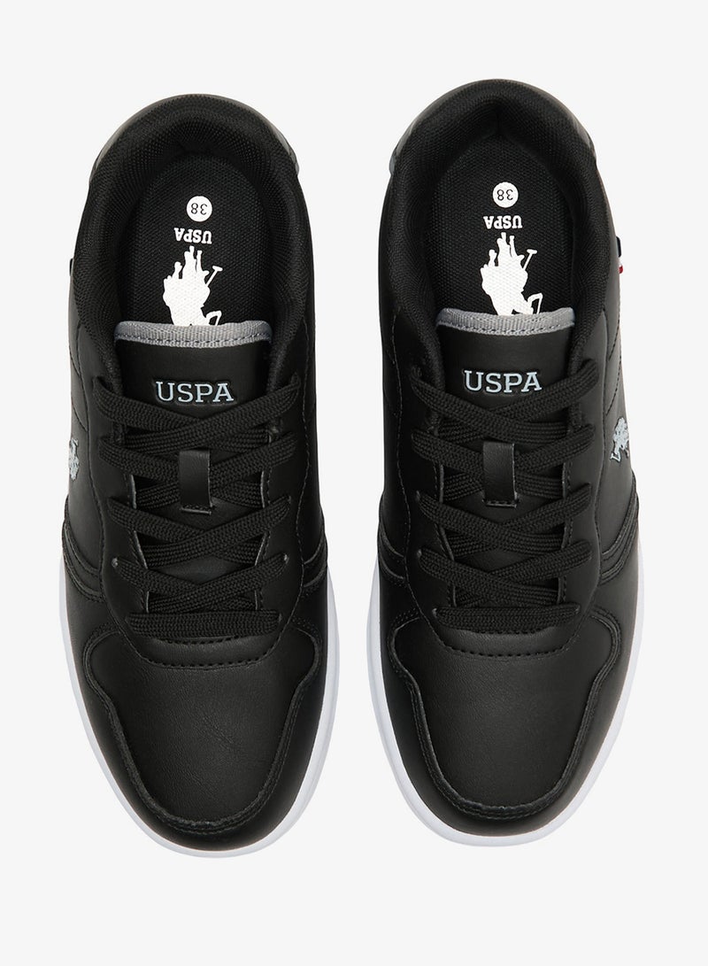 Women's Black Low-Top Sneakers - Lightweight Shoes With White Sole , Comfortable Casual Shoes