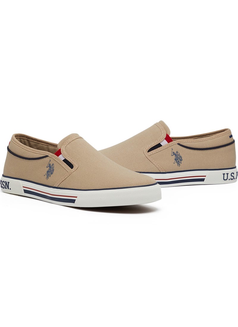 Men's Beige Low-Top Sneakers - Lightweight Slip-On Design