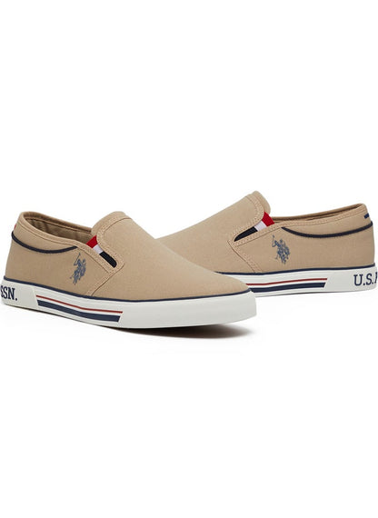 Men's Beige Low-Top Sneakers - Lightweight Slip-On Design