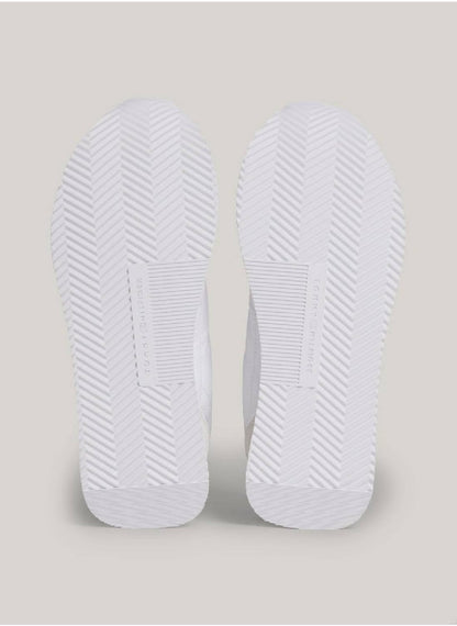 Women's Suede Mixed Texture Runner Trainers -  Suede upper, White