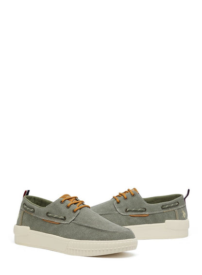 Men's Khaki Low-Top Sneakers - Lightweight Slip-On Design with Iconic Branding for a Clean Look