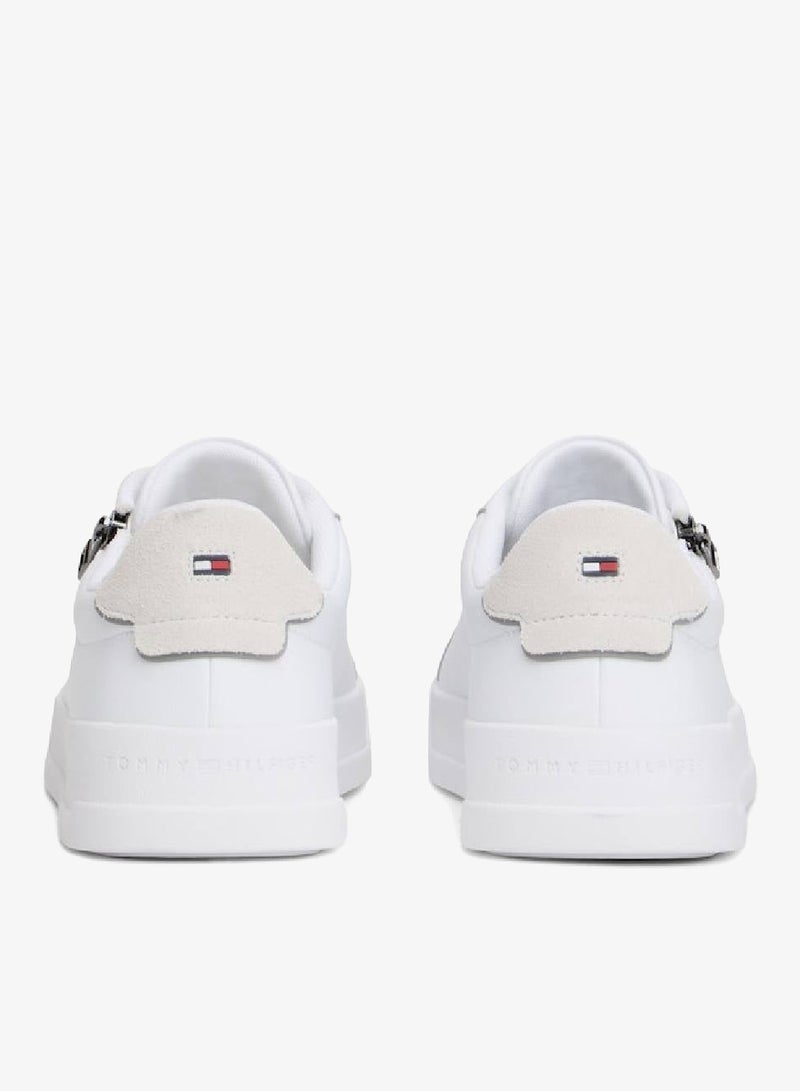 Zip-Up Court Trainers With Leather