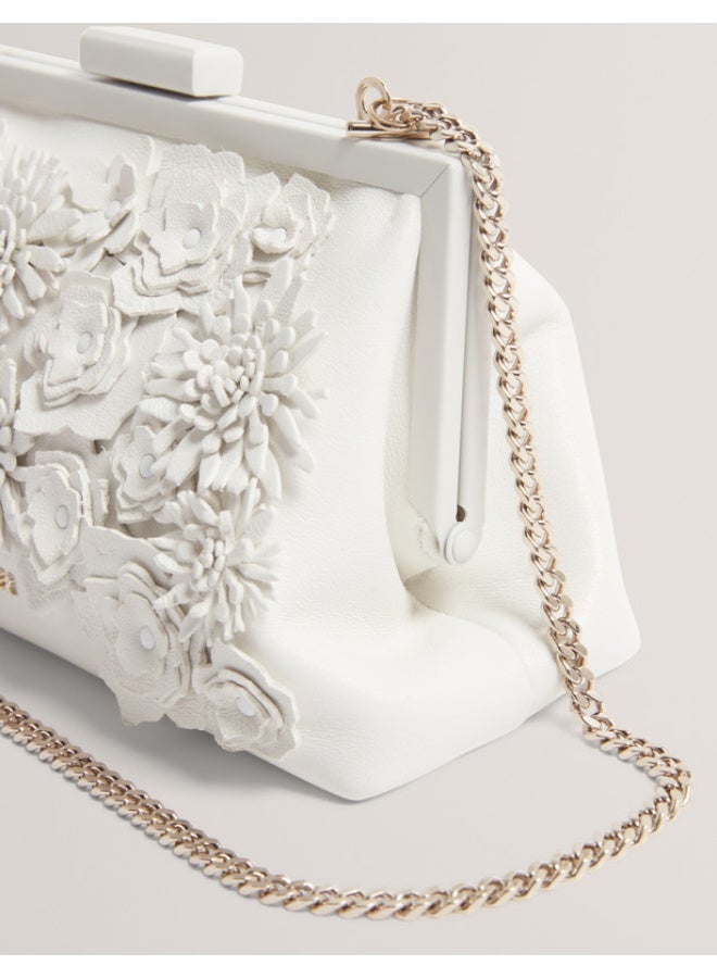 FLOWER 3D APPLIQUE CLUTCH BAG