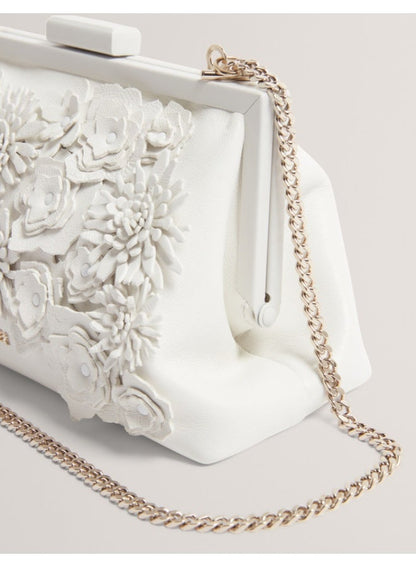 FLOWER 3D APPLIQUE CLUTCH BAG