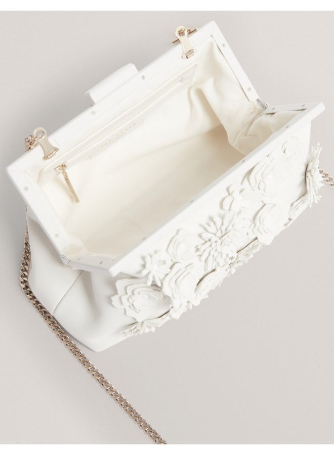 FLOWER 3D APPLIQUE CLUTCH BAG