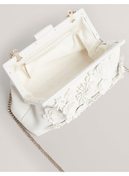 FLOWER 3D APPLIQUE CLUTCH BAG