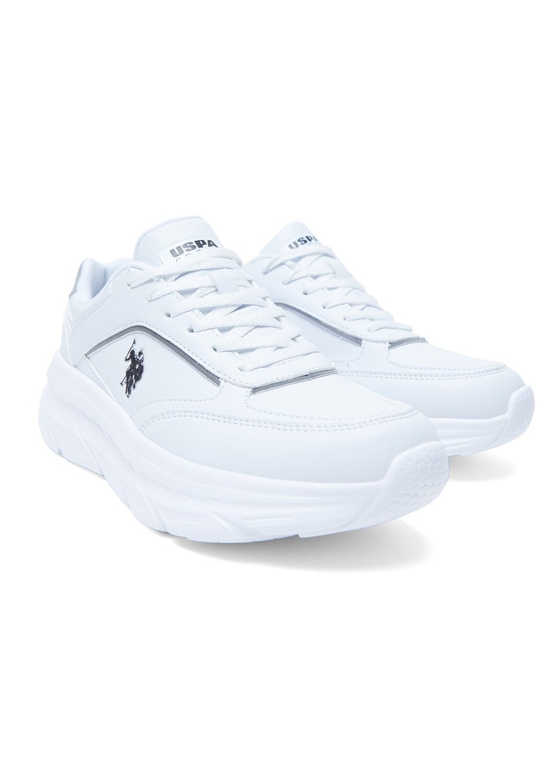 Women's White Low-Top Sneakers - Lightweight Lace-Up Design, Comfortable for Everyday Outfits