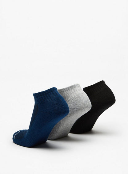 Logo Print Ankle Length Sports Socks - Set of 3