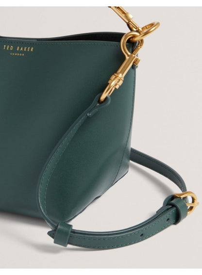 Weave Handle Leather Small Bucket Bag
