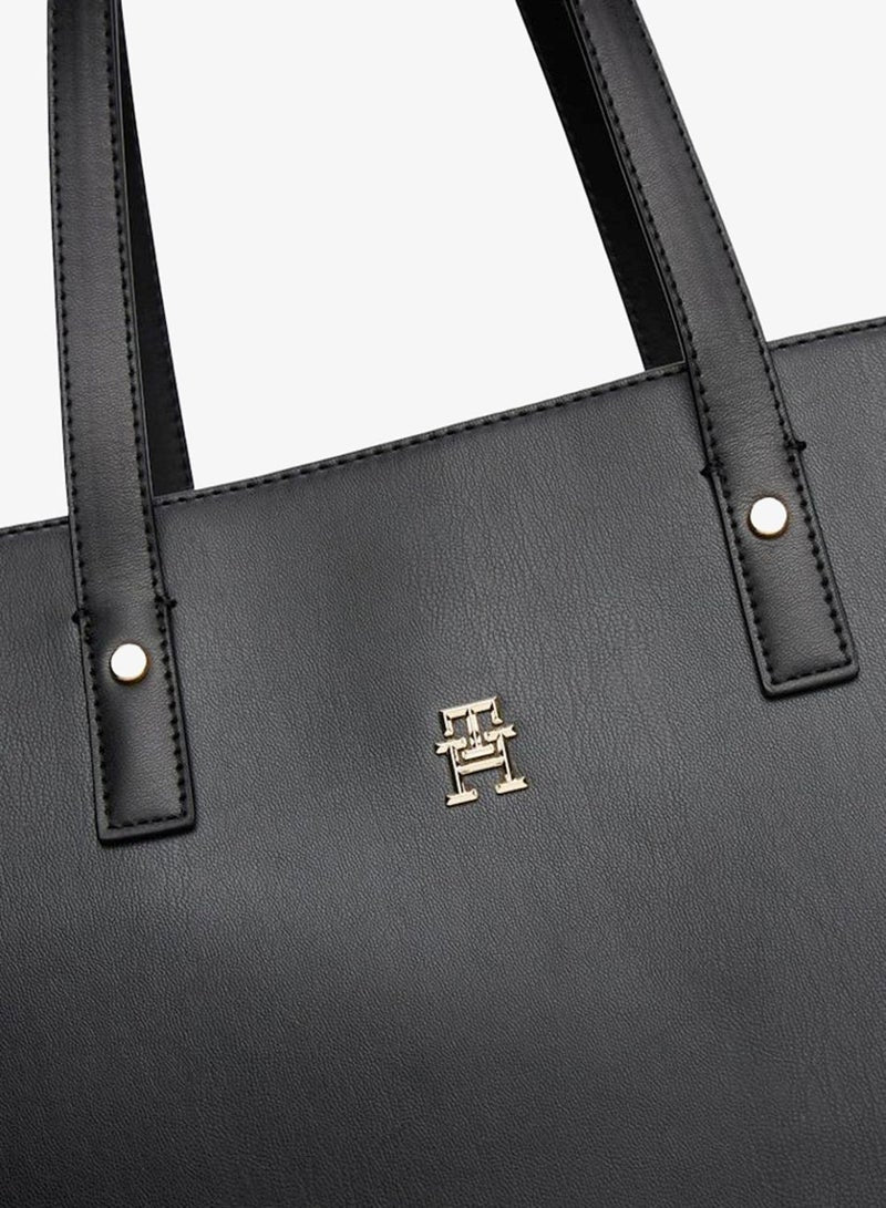 Logo Detailed Zip Through Tote