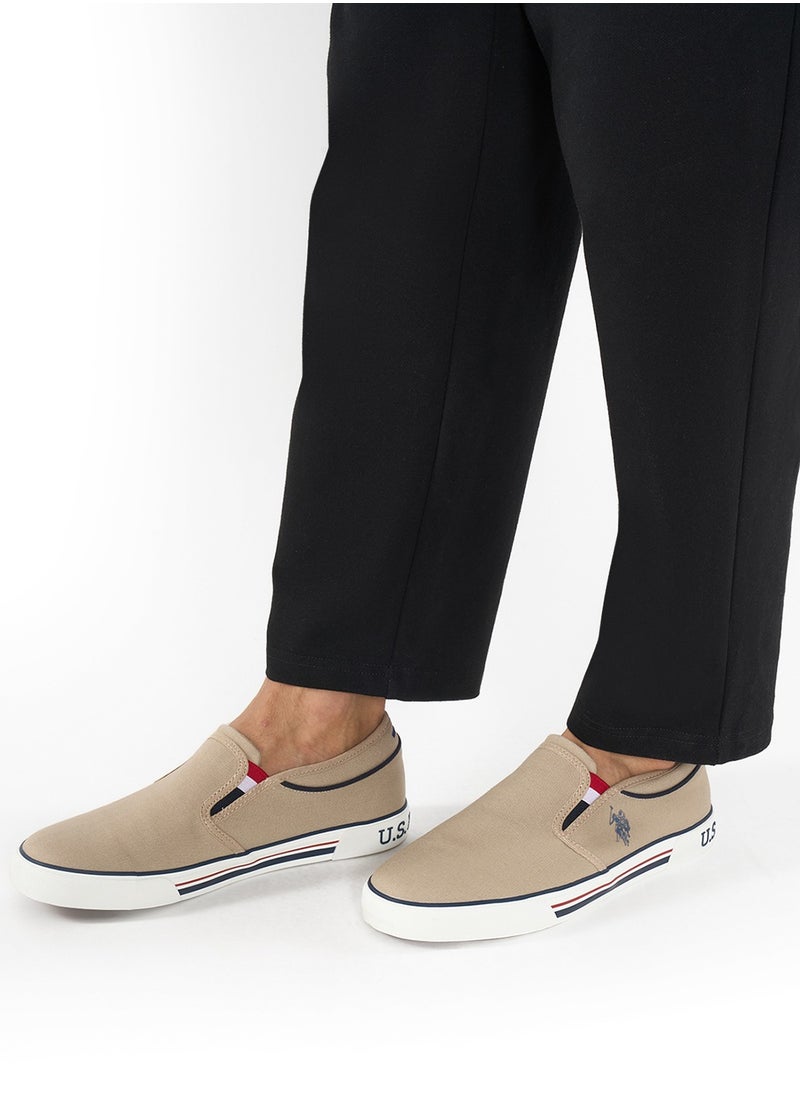 Men's Beige Low-Top Sneakers - Lightweight Slip-On Design