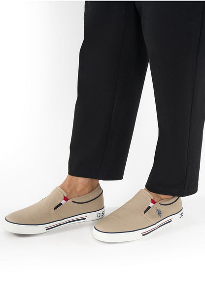 Men's Beige Low-Top Sneakers - Lightweight Slip-On Design