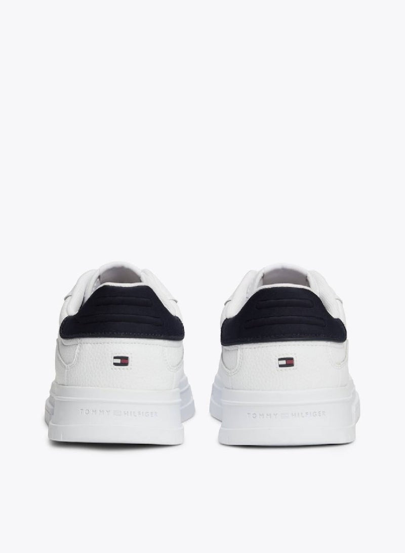 Signature Tape Textured Leather Sneakers