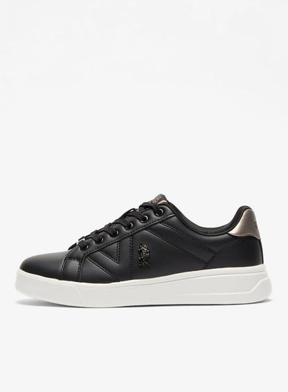Women's Black Low-Top Sneakers - Fashionable Lace-Up Style Shoes, Perfect for Everyday Casual Outfits