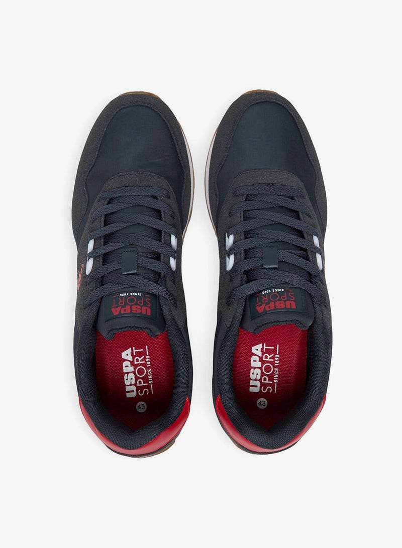 Men's Navy Low-Top Sneakers - Stylish Lace-Up Design Shoes, Perfect for Casual Adventures