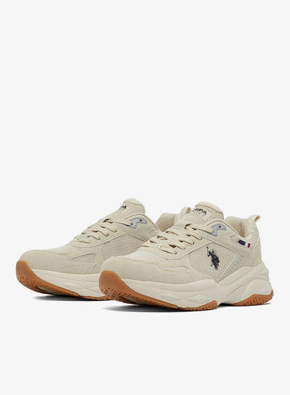 Men's Beige Low-Top Sneakers - Lightweight Shoes Lace-Up Design, Comfortable for Everyday Outfits