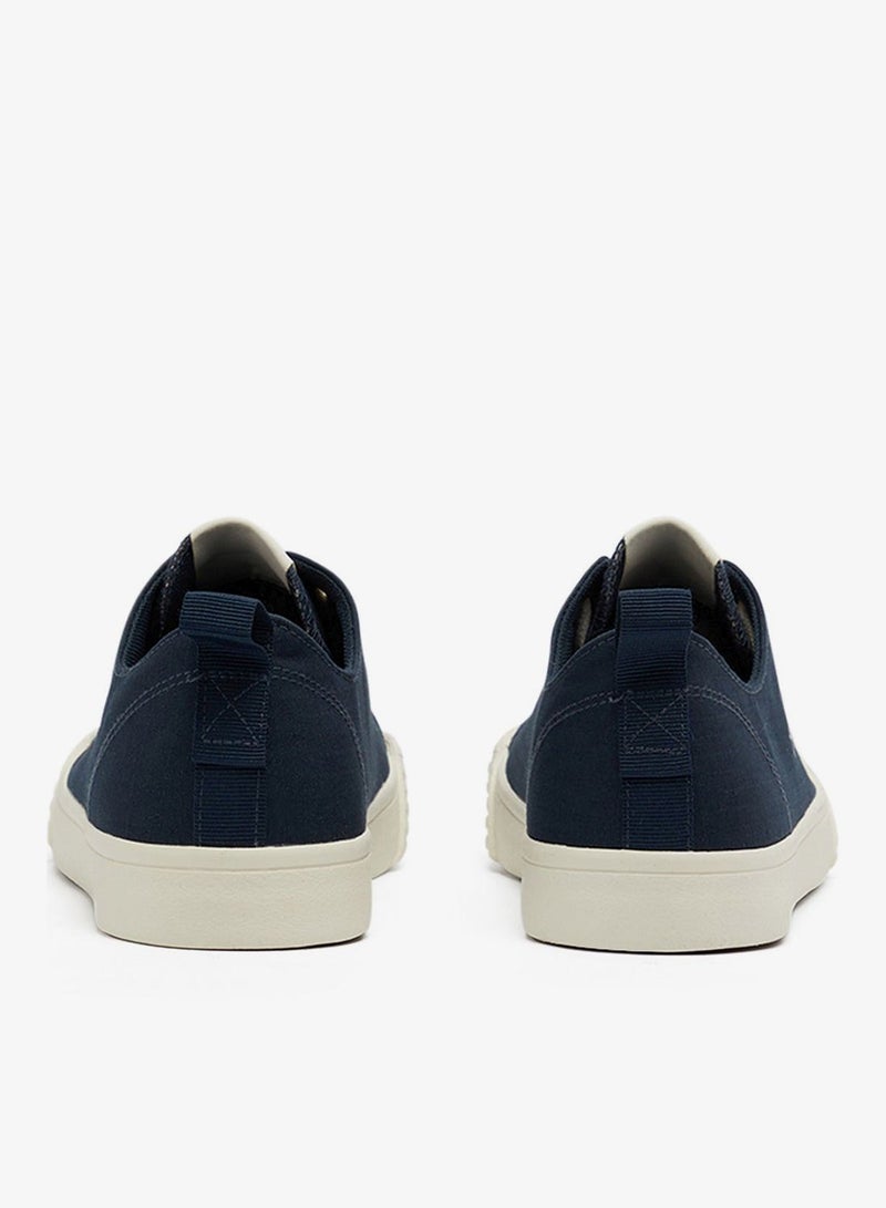 Men's Navy Low-Top Canvas Sneakers - Iconic Branding for a Clean Look Shoes